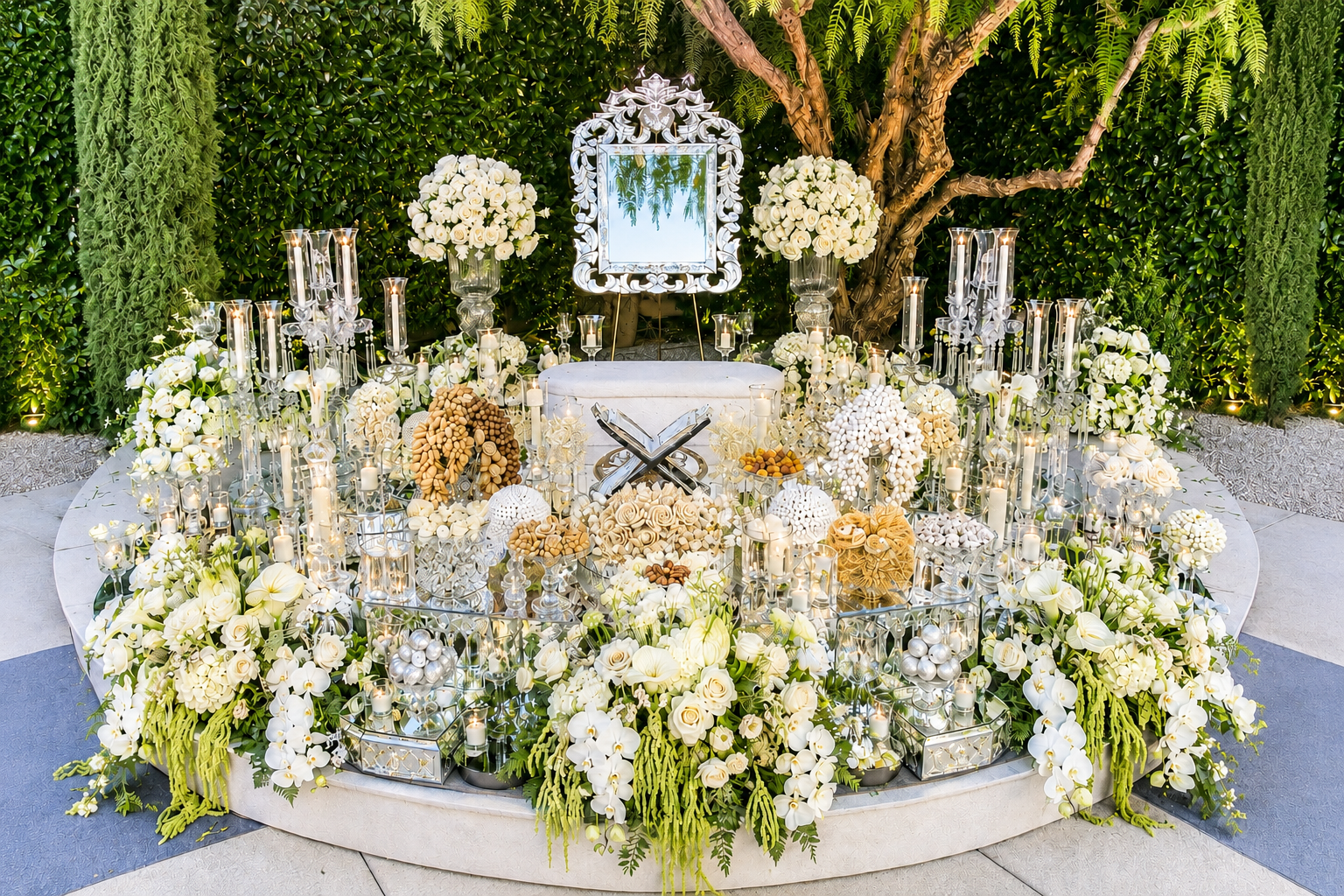 Timeless Collection - Classic elegant Sofreh Aghd with white florals and gold accents